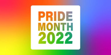 Renkli gökkuşağı vektör gradyanı olan arka planda yatay afiş 2022 yılı. Gökkuşağı renkli LGBTQ eşcinsellerin gurur bayrağı arkaplanı. Gurur tarihi ayı için tasarım dokusu