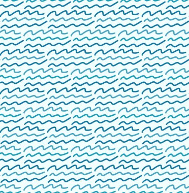 El çizimi basit dalga karalamalarıyla şirin, pürüzsüz bir arka plan. Çocuksu tekstil tasarımı, basit geometrik çizgi arkaplanı.