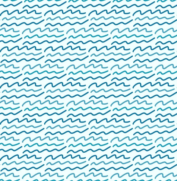 手描きのシンプルな波のドドルでかわいいシームレスなパターンの背景。子供のテキスタイルデザイン、シンプルな幾何学ラインの背景. — ストックベクタ