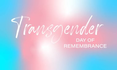Transseksüel gurur bayrağı bulanık arkaplan - açık mavi, pembe ve beyaz gurur bayrağı. Transeksüel Anma Günü vektör afiş şablonu tasarımı tebrik kartı, broşür.