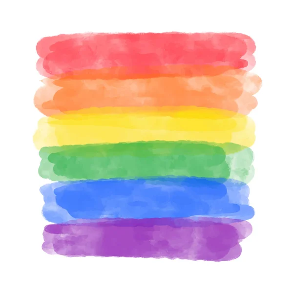Lindo vector arco iris acuarela texturizado, rayas de colores en color de la comunidad LGBT. Plantilla de fondo de pincel dibujado a mano de acuarela artística para el Mes del Orgullo, diseño de celebración LGBTQ — Vector de stock