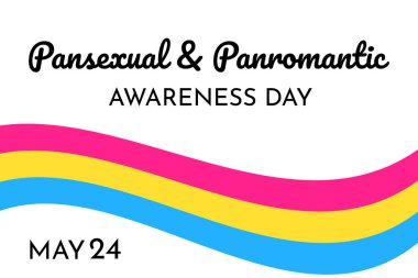 Panseksüel Panromantizm Farkındalık Günü 24 Mayıs - Panseksüel Panromantik bayraklı yatay vektör bayrak tasarımı, LGBTQ topluluk grubu, panseksüelliğin sembolü
