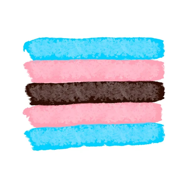 Fekete transznemű zászló - kézműves kézzel rajzolt festék texturált vektor illusztráció. Black Trans Flag háttér sablon, szimbóluma LMBTQ közösség. — Stock Vector