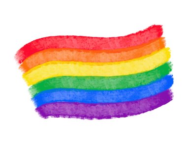 Tatlı vektör gökkuşağı suluboya desenli, LGBT topluluğunun renkli çizgileri. Gurur Ayı, LGBTQ kutlama tasarımı için sanatsal suluboya el fırça arka plan şablonu.