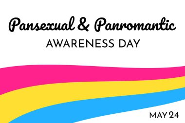 Panseksüel Panromantizm Farkındalık Günü 24 Mayıs - Panseksüel Panromantik bayraklı yatay vektör bayrak tasarımı, LGBTQ topluluk grubu, panseksüelliğin sembolü