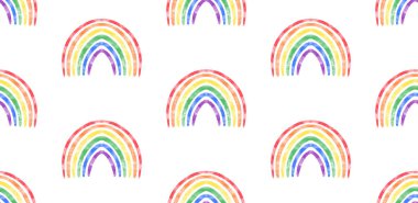 Tatlı suluboya, gökkuşağı desenli, pürüzsüz desen. LGBT gurur sembolü. Mutlu Gurur Ayı tatlı arkaplan tasarımı.