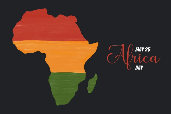 День Африки від 25. континент Африки художня рука намалювала грандж текстурованого векторного зображення на чорному тлі. Дизайн афективного прапора. — стоковий вектор