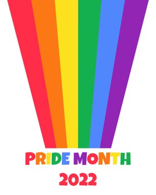 Simple minimalist vector illustration, LGBT Pride Month 2022 vertical banner design with rainbow and text