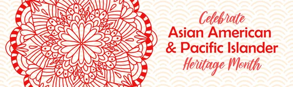 Asya Amerika ve Pasifik Adaları Miras Ayı. Mandala ile sosyal medya için vektör yatay pankart. ABD 'de AAPI tarihi yıllık kutlaması.