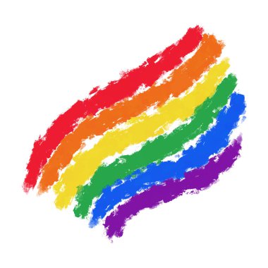 LGBT topluluğunun renginde renkli çizgili gökkuşağı renginde vektör gökkuşağı çarpması. Sanatsal suluboya el fırça arka plan şablonu, Gurur Ayı tasarım unsuru, LGBTQ kutlama