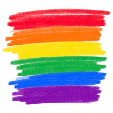 Vektör desenli gökkuşağı pastel, renkli kalem, pastel boya, LGBT topluluğunun renkli çizgileri. Sanatsal el çizimi arka plan şablonu, Gurur Ayı için tasarım ögesi, LGBTQ kutlaması