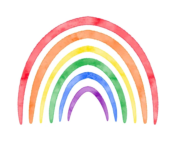 Aranyos akvarell texturált vektor szivárvány. LMBT szimbólum. Hat szín Az LMBT zászlószínek akvarell szivárvány szimbóluma. Kézzel rajzolt művészi víz színe vonalak ív — Stock Vector