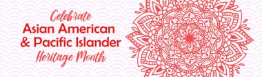 Asya Amerika ve Pasifik Adaları Miras Ayı. Mandala ile sosyal medya için vektör yatay pankart. ABD 'de AAPI tarihi yıllık kutlaması.
