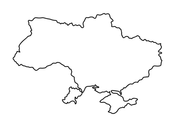 우크라이나 지도 - 손으로 그린 간단 한 스케치 양식의 검은 선 윤곽 지도. 벡터 그림은 흰색으로 분리되어 있다. 우크라이나 국경 실루엣 그림. — 스톡 벡터