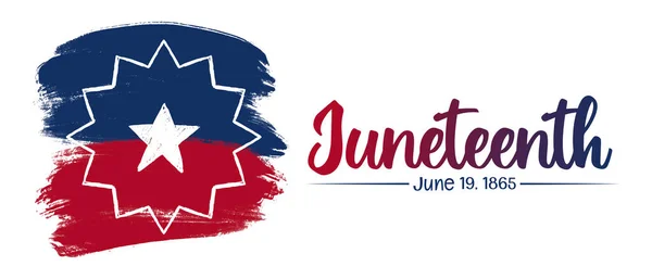 Juneteenth bayrağının desenli sanatsal temsili - kırmızı fırça darbelerinde beyaz yıldız. Haziran bayrağı - Afro-Amerikan Özgürlük Günü