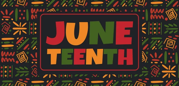 Afrika etnik kabilesinin kusursuz arka planında şirin parlak harflerle Haziran ayı afiş tasarımı