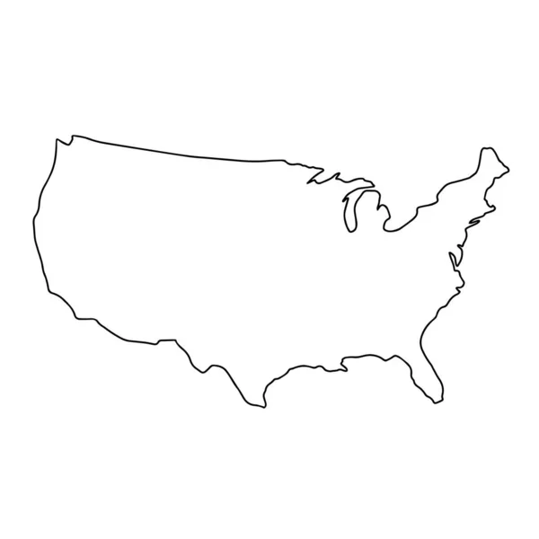 Carte Des États Unis Simple Esquisse Dessinée Main Style Ligne — Image vectorielle