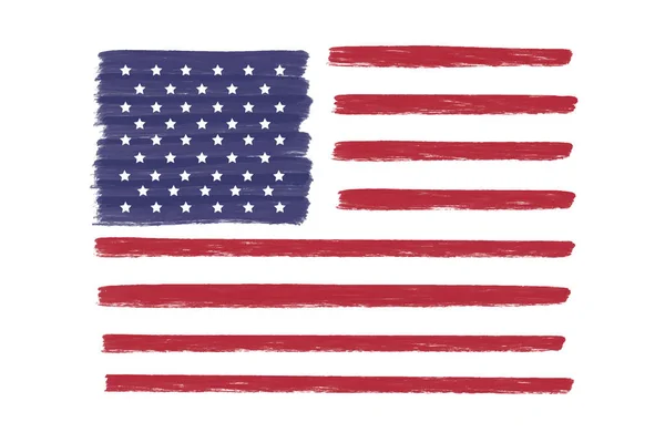 Pittura Artistica Strutturata Bandiera Americana Degli Stati Uniti Pennellate Grunge — Vettoriale Stock