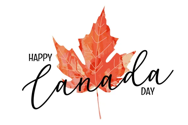 Biglietto Auguri Canada Day Con Scritte Testo Luminoso Arancio Rosso — Vettoriale Stock