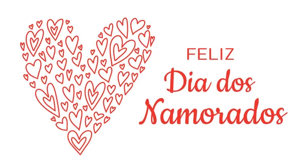 Feliz Dia Dos Namorados Portugiesischer Valentinstag Festliches Banner Mit Text — Stockvektor