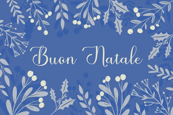 Buon Natale Merry Christmas Italian Greeting Card Template Banner Winter — Archivo Imágenes Vectoriales