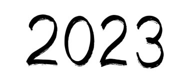 2023 - vector black ink number isolated on white background. digits 2023 brush stroke lettering. Hand drawn design element for calender, New Year cards