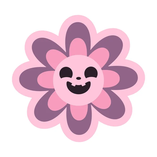 Spooky Retro Daisy Flower Carved Pumpkin Style Face Smile Scary — Stockový vektor