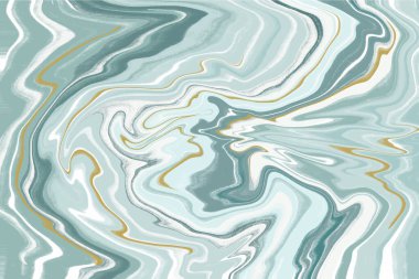 Abstract Wavy Liquid Marble Ink Vector blue white golden background design. Artistic hand drawn fluid wave marbling texture backdrop. Surface wallpaper design