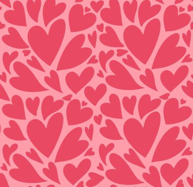 Cute pink hand drawn hearts mosaic seamless pattern vector background. Simple romantic repeat texture wallpaper, textile design.