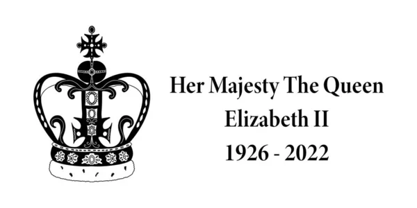 Her Majesty Queen Elizabeth 1926 2022 Vector Black White Memorial — Stockový vektor