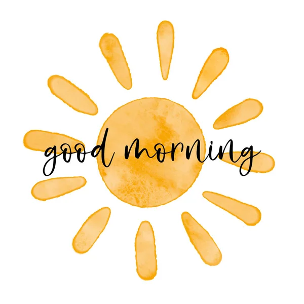 Guten Morgen Aquarell Strukturierte Einfache Vektor Sonne Symbol Vektor Illustration — Stockvektor
