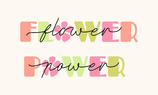 Flower Power Pengucapan Modern Pastel Yang Berwarna Warni Dan Lucu - Stok Vektor