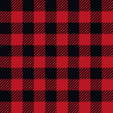 Klasik Buffalo Ekoseli Kereste Süssüz Dekorasyon. Kırmızı ve siyah kareli desen, flanel kumaş gömlek izi. Kış Noel arkaplanı.