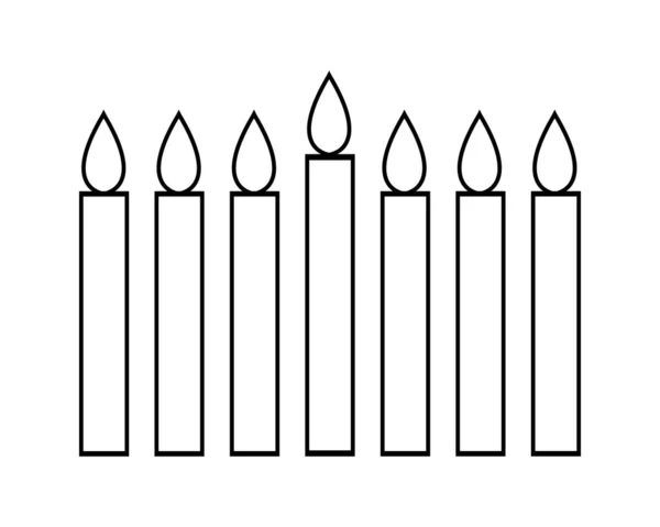 Απλό Μινιμαλιστικό Περίγραμμα Γραμμική Εικόνα Του Kwanzaa Επτά Κεριά Mishumaa — Διανυσματικό Αρχείο