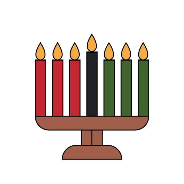 Enkel Minimalistisk Kontur Med Färg Ikon Kwanzaa Kinara Ljusstake Menorah — Stock vektor