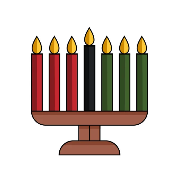 Ilustração Plana Moderna Kwanzaa Kinara Com Sombras Contorno Menorah Suporte — Vetor de Stock