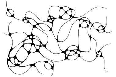 Nörografik çizgiler vektör çizimi. Soyut kaotik dalgalı eğri desenli arka plan. El çizimi monokrom nöroart. Sağ Beyin Çizimi. Bilinçaltı düşüncesi.