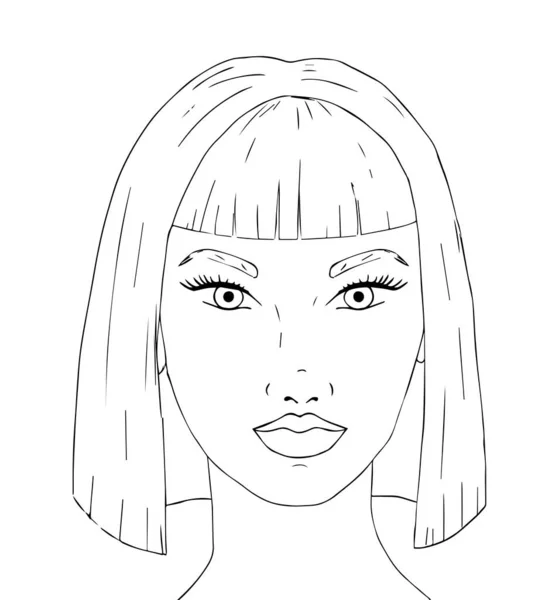 Doodle Dívka Tvář Fantasy Vlasy Zbarvení Stránky Pro Dospělé Fantastické — Stockový vektor