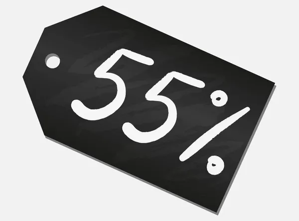 Etiqueta do produto da loja da venda preta, etiqueta ou cartaz da venda, bandeira do desconto do quadro negro do giz 55 — Vetor de Stock