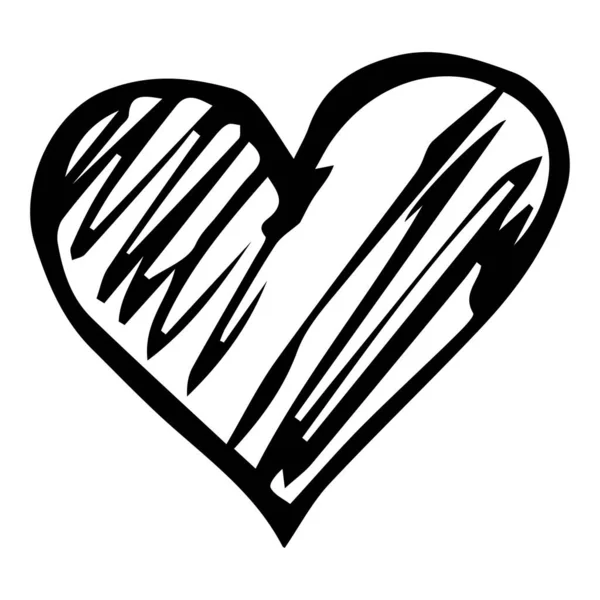 현대 심장의 최소화 된 선 묘사. 심장 윤곽은 흰색. 단순 한 획그리기 방식 — 스톡 벡터