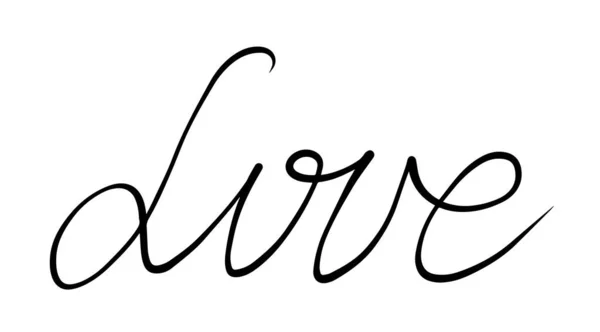 Mão Escrita Lettering Amor Ilustração Simples Plana Vetor Modelo Caligrafia — Vetor de Stock