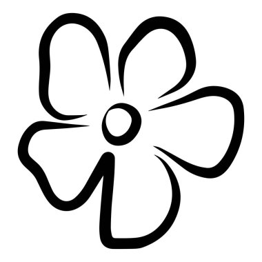 Basit çiçek logosu aralıksız olarak sanat tarzında. Minimalist siyah çizgi çizimi beyaz arkaplan vektör illüstrasyonunda izole edildi