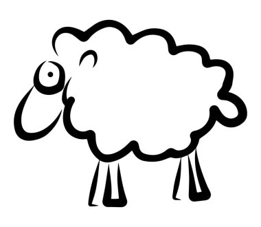 Basit koyun logosu aralıksız sanat tarzında. Minimalist siyah çizgi çizimi beyaz arkaplan vektör illüstrasyonunda izole edildi