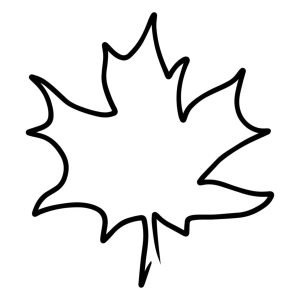 Simple Maple Leaf Logo Continious Line Art Style Minimalist Black — 图库矢量图片