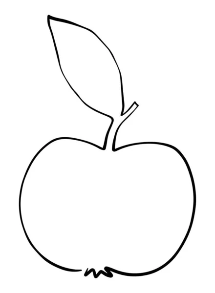 Simple apple fruit logo in continious line art style. Minimalist black line sketch isolated on white background — 图库矢量图片