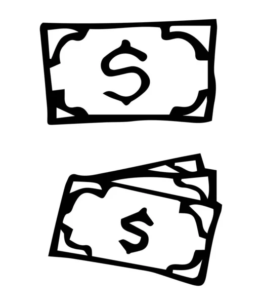 Economy Finances Traditional Doodle Icon Sketch Hand Drawn Design Vector Money Logo — 스톡 벡터