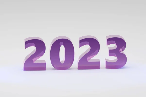 Vidrio Púrpura Suave Con Signo Humor Navidad 2023 Fondo Gris —  Fotos de Stock