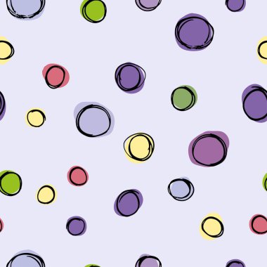 Renkli karalamalarla dekoratif, soyut, pürüzsüz desen. El çizimi modern ilkel biçim koleksiyonu Basit düz vektör çizimi