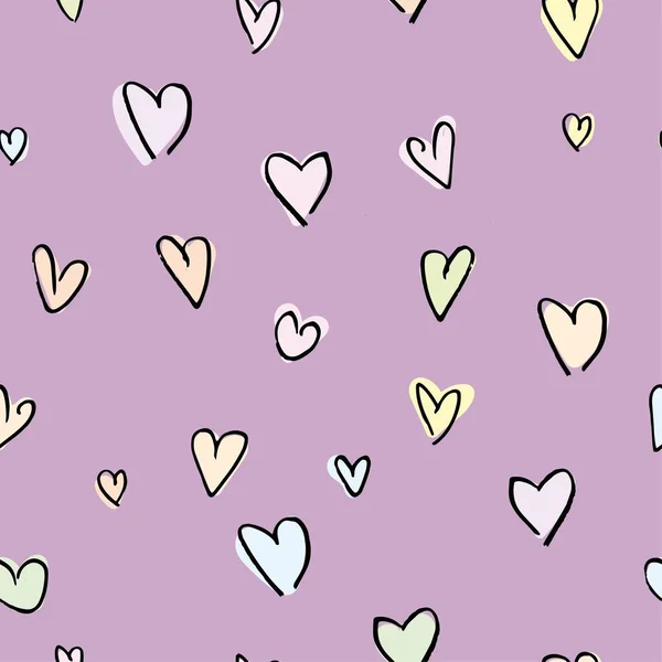 Simple Cute Seamless Pattern Handdrawn Hearts Packaging Fabric Simple Flat — Stock Vector