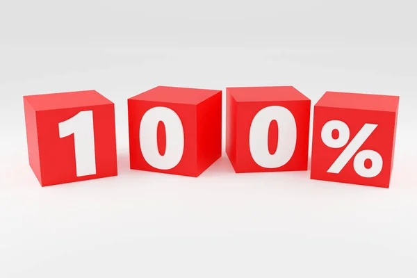 Red Cubes Inscription 100 Percent Grey Podium Soft Light Front — Stockfoto